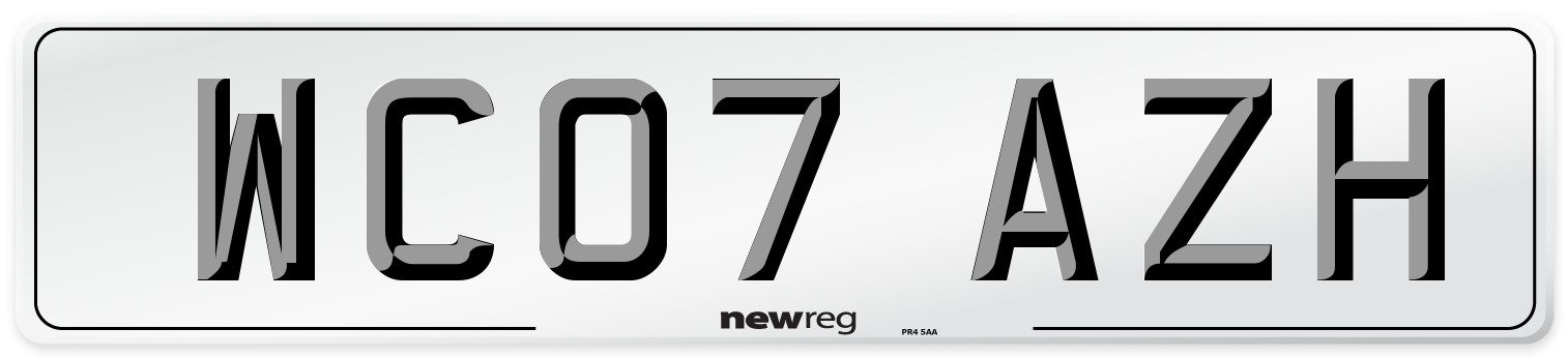 WC07 AZH Number Plate from New Reg